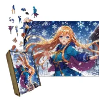 Пазл дерев'яний Аніме Зимова Круговерть, А5, Дерев'яна коробка 35 елементів