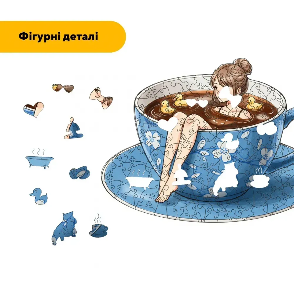 Дерев'яний фігурний пазл Кавування з качечками, А4, Картонна коробка 100 елементів
