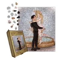 Дерев'яний фігурний пазл Біля Фонтану, А3, Картонна коробка 200 елементів