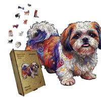 Дерев'яний фігурний пазл Милий Ши-тцу, А3, Картонна коробка 200 елементів