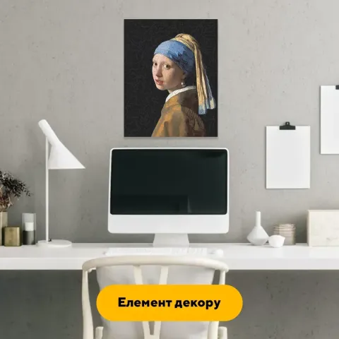 Дерев'яний фігурний пазл Дівчина з перловою сережкою, А4, Картонна коробка 100 елементів