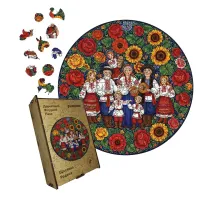 Дерев'яний фігурний пазл Декоративний Розпис Щаслива Родина, А3, Картонна коробка 200 елементів