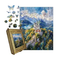 Дерев'яний фігурний пазл Замок Нойшванштайн, А3, Картонна коробка 200 елементів