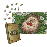 Дерев'яний фігурний пазл Грайливий Їжачок, А5, Картонна коробка 35 елементів