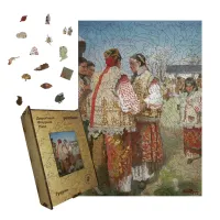 Дерев'яний фігурний пазл Гуцули, А5, Картонна коробка 35 елементів