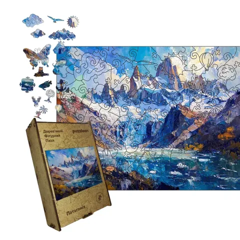 Дерев'яний фігурний пазл Патагонія, А1, Картонна коробка 500+ елементів