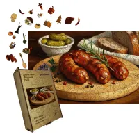 Дерев'яний фігурний пазл Домашня Ковбаса, А5, Картонна коробка 35 елементів