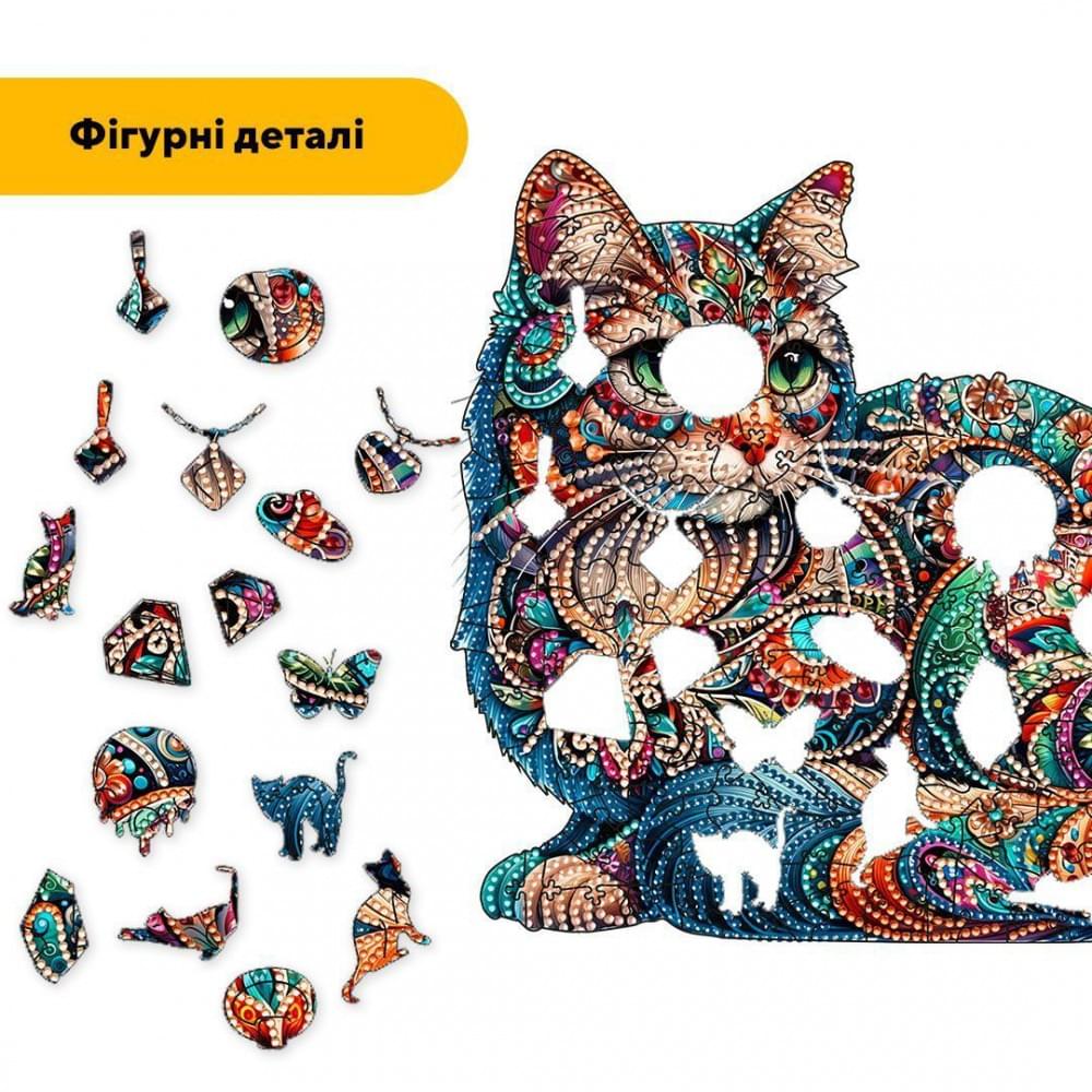 Пазл дерев'яний Котяча Мозаїка, А5, 35 елементів, Картонна коробка