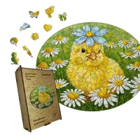 Дерев'яний фігурний пазл Загублене Курчатко, А5, Картонна коробка 35 елементів