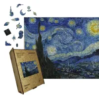 Дерев'яний фігурний пазл Зоряна Ніч, А5, Картонна коробка 35 елементів