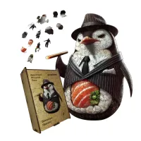 Дерев'яний фігурний пазл Шпіоніро Пінгвіні, А4, Картонна коробка 100 елементів