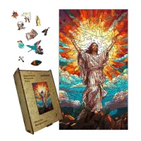 Дерев'яний фігурний пазл Мозаїка Воскресіння, А4, Картонна коробка 100 елементів