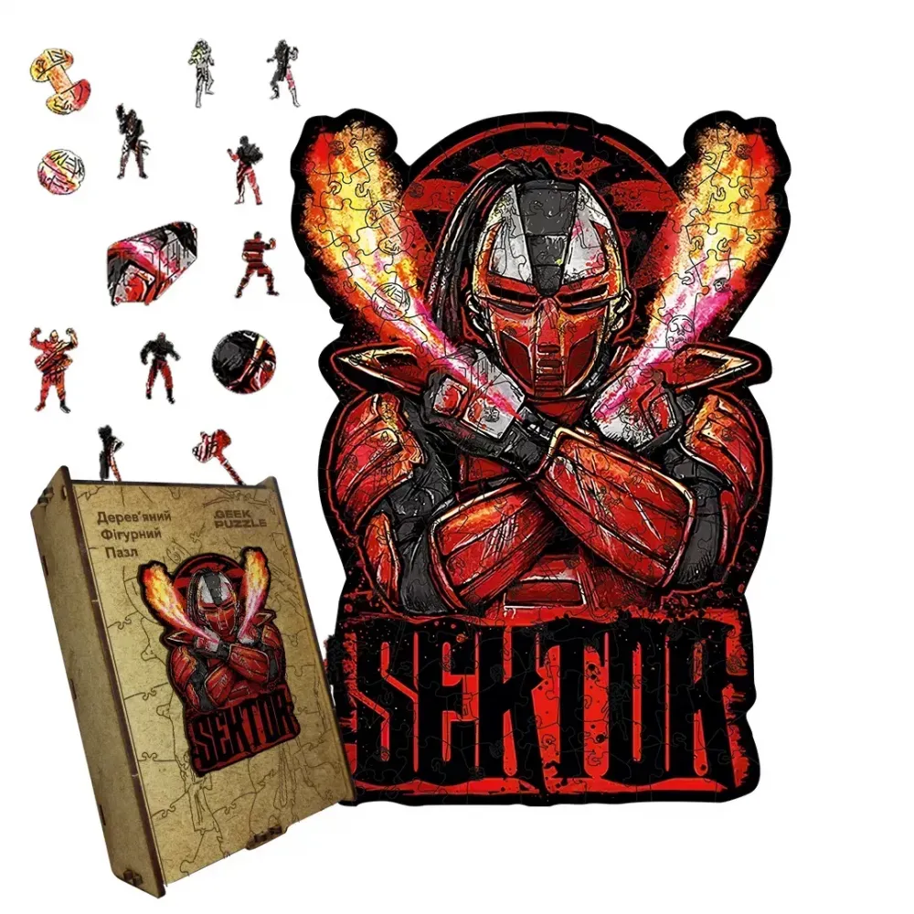 Дерев'яний фігурний пазл МК Сектор, А5, Картонна коробка 35 елементів