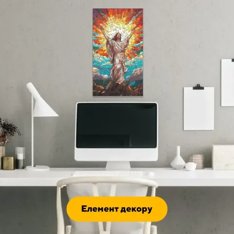 Дерев'яний фігурний пазл Мозаїка Воскресіння, А4, Картонна коробка 100 елементів