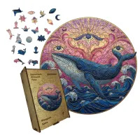Дерев'яний фігурний пазл Мандала Кита, А4, Картонна коробка 100 елементів