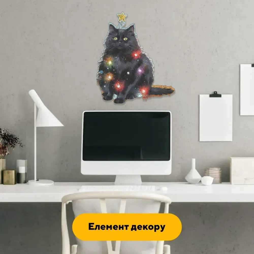 Дерев'яний фігурний пазл Пухнаста Ялинка, А3, Дерев'яна коробка 200 елементів