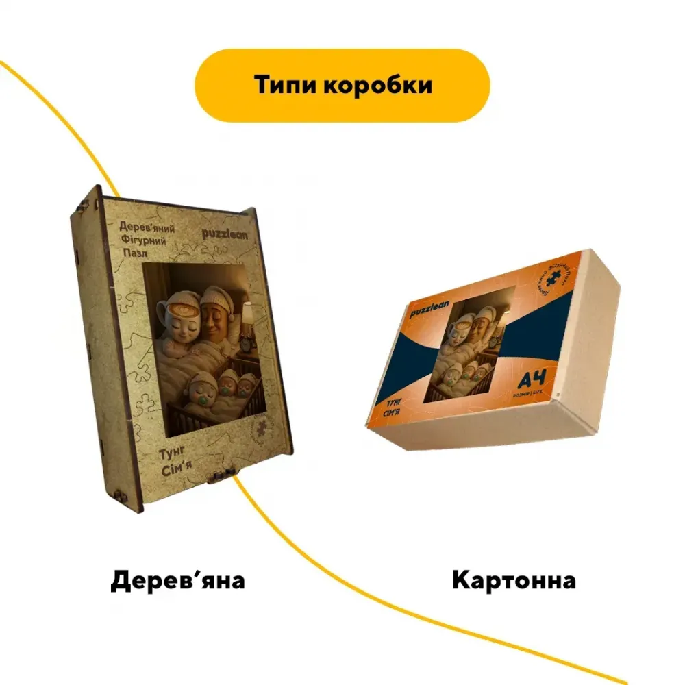 Дерев'яний фігурний пазл Сім'я Тунг Сахур, А2, Картонна коробка 300+ елементів