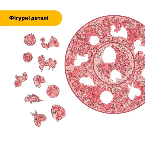 Дерев'яний фігурний пазл Декоративний Розпис Квіткова Ніжність, А4, Картонна коробка 100 елементів