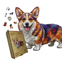 Дерев'яний фігурний пазл Милий Коргі, А4, Картонна коробка 100 елементів