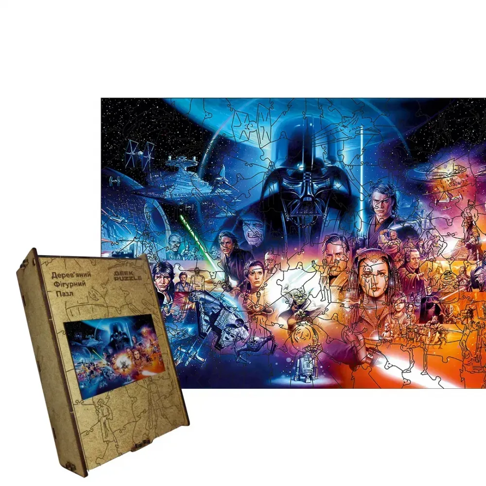 Дерев'яний фігурний пазл Зоряний Всесвіт, А3, Дерев'яна коробка 200 елементів