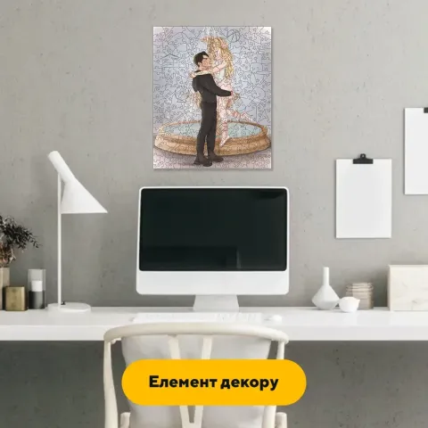 Дерев'яний фігурний пазл Біля Фонтану, А2, Картонна коробка 300+ елементів