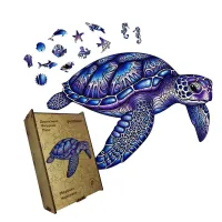 Дерев'яний фігурний пазл Морська Черепаха, А2, Картонна коробка 300+ елементів