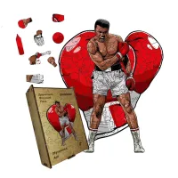 Дерев'яний фігурний пазл Мухаммед Алі, А2, Картонна коробка 300+ елементів