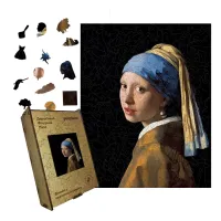 Дерев'яний фігурний пазл Дівчина з перловою сережкою, А3, Дерев'яна коробка 200 елементів