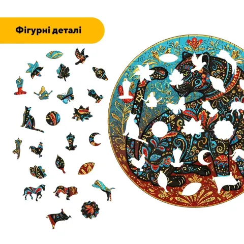 Дерев'яний фігурний пазл Мандала Пантери, А4, Картонна коробка 100 елементів