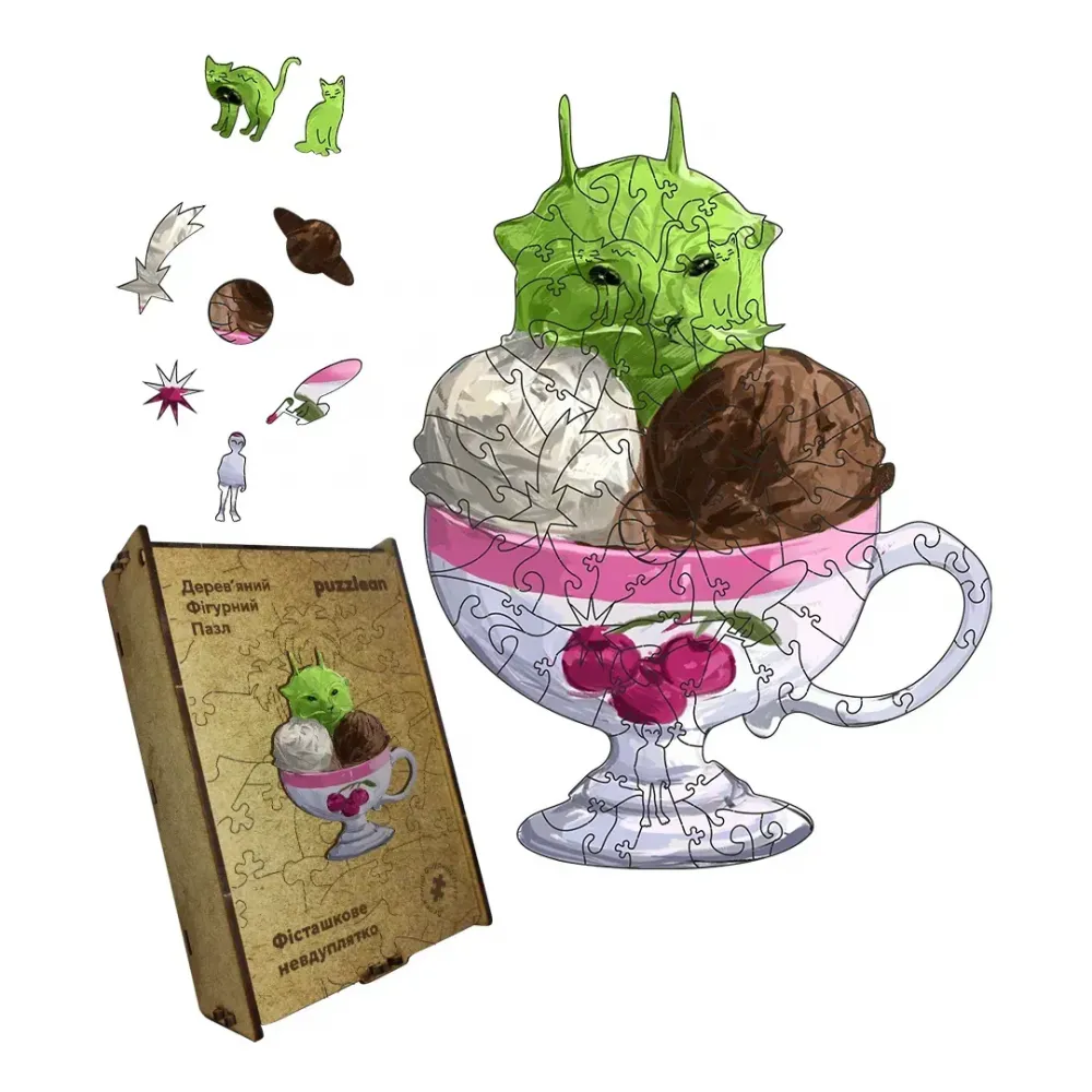 Дерев'яний фігурний пазл Фісташкове Невдуплятко,, А3, Дерев'яна коробка 200 елементів