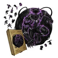 Дерев'яний фігурний пазл Чорна Пантера, А4, Картонна коробка 100 елементів