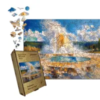 Дерев'яний фігурний пазл Гейзери Єллоустоуна, А4, Картонна коробка 100 елементів