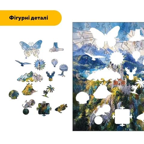 Дерев'яний фігурний пазл Замок Нойшванштайн, А4, Картонна коробка 100 елементів