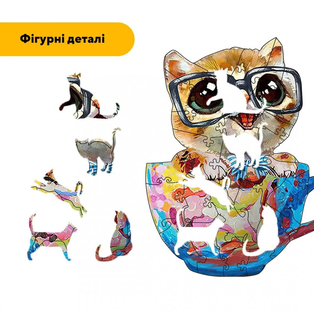 Пазл дерев'яний Розумничок в чашечці, А5, Картонна коробка 35 елементів