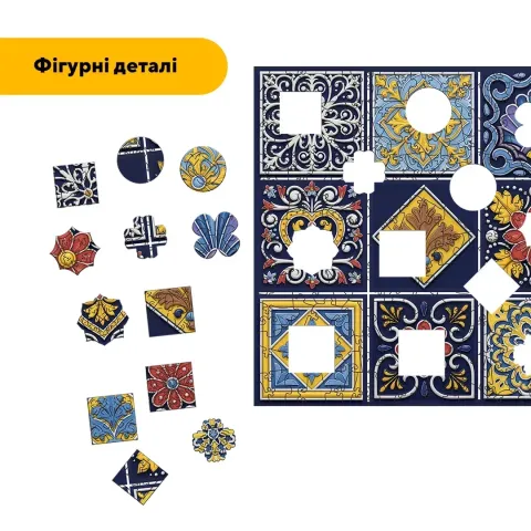 Дерев'яний фігурний пазл Плитка Загадкова, А4, Картонна коробка 100 елементів