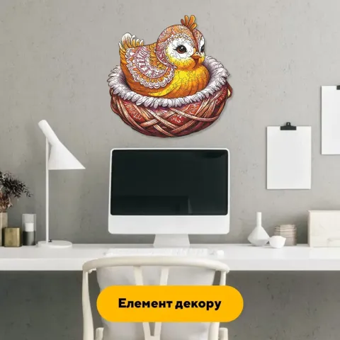 Дерев'яний фігурний пазл Дотепне Курча, А1, Дерев'яна коробка 500+ елементів