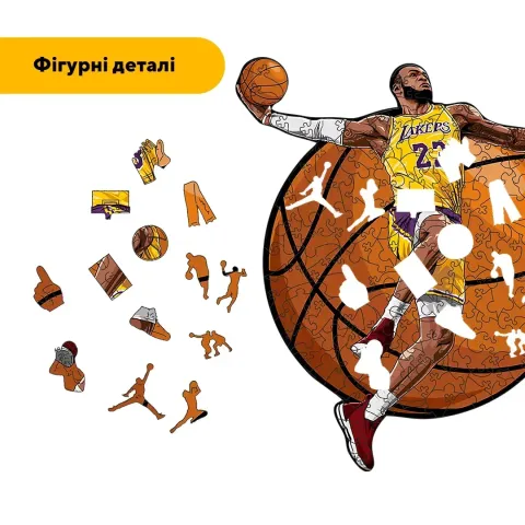 Дерев'яний фігурний пазл Леброн Джеймс, А4, Картонна коробка 100 елементів