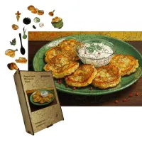 Дерев'яний фігурний пазл Хрусткі Деруни, А1, Дерев'яна коробка 500+ елементів