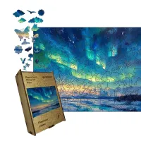 Дерев'яний фігурний пазл Північне Сяйво, А4, Картонна коробка 100 елементів