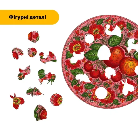 Дерев'яний фігурний пазл Декоративний Розпис Дари Літа, А5, Дерев'яна коробка 35 елементів