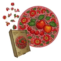 Дерев'яний фігурний пазл Декоративний Розпис Дари Літа, А5, Дерев'яна коробка 35 елементів