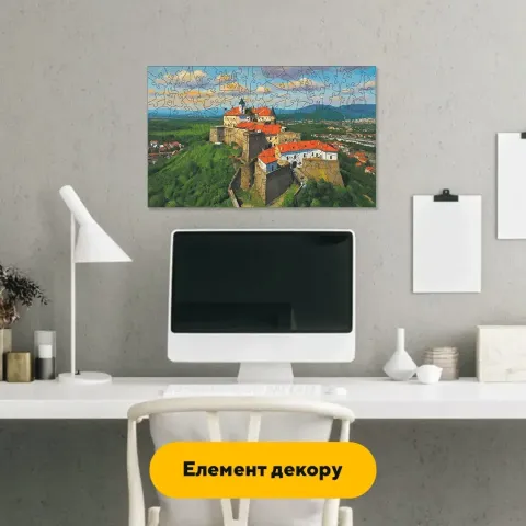 Дерев'яний фігурний пазл Замок Паланок, А4, Картонна коробка 100 елементів