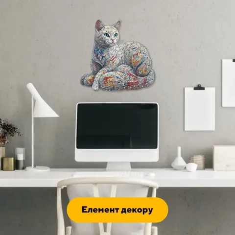 Пазл дерев'яний Розкішна Киця, А1, 500+ елементів, Картонна коробка