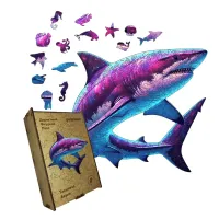 Дерев'яний фігурний пазл Таємнича Акула, А4, Картонна коробка 100 елементів