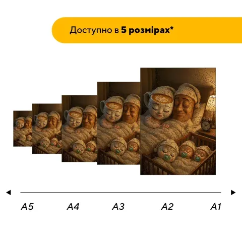 Дерев'яний фігурний пазл Сім'я Тунг Сахур, А5, Картонна коробка 35 елементів