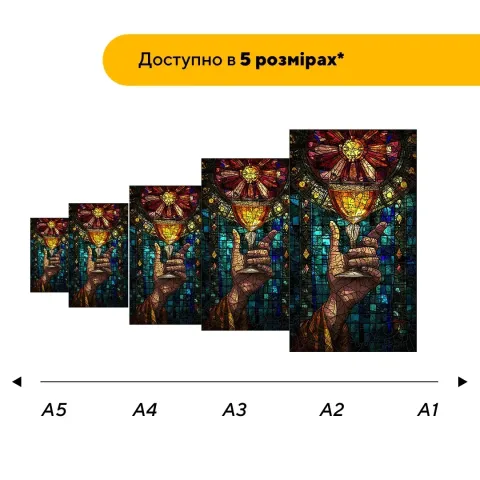 Дерев'яний фігурний пазл Келих, А5, Картонна коробка 35 елементів