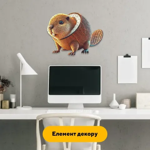 Дерев'яний фігурний пазл Бобріто Кокосіто, А5, Картонна коробка 35 елементів