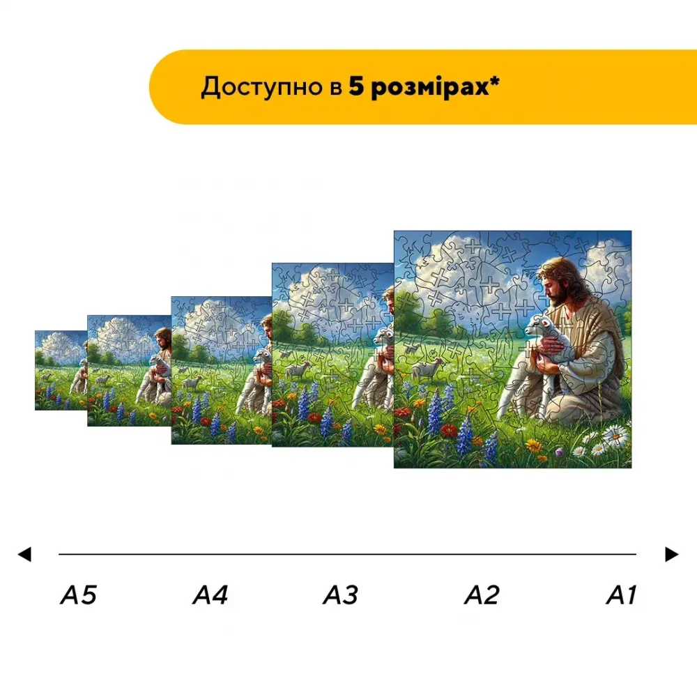 Дерев'яний фігурний пазл Благословенне Поле, А5, Картонна коробка 35 елементів