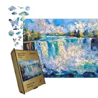 Дерев'яний фігурний пазл Ніагарський водоспад, А5, Картонна коробка 35 елементів