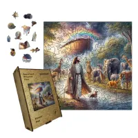 Дерев'яний фігурний пазл Ковчег Ноя, А5, Картонна коробка 35 елементів